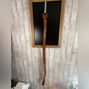 Men’s Lonesome Charlie’s Solid Brass/Leather Western brown belt Hand Tooled